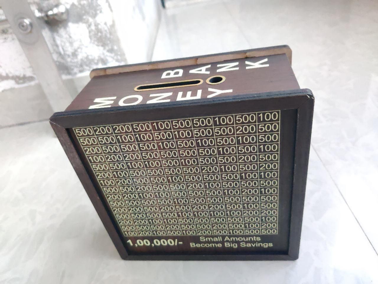 1 Lakh Rs Perpetual Wooden Money Piggy Bank Gullak